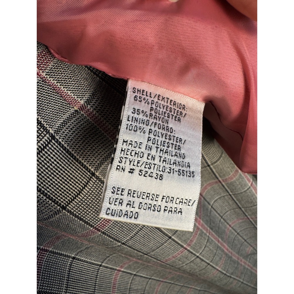 Sag Harbor Suit Womens 16 Gray Pink Plaid Blazer and Skirt Set 2 Piece Vintage - Picture 13 of 16